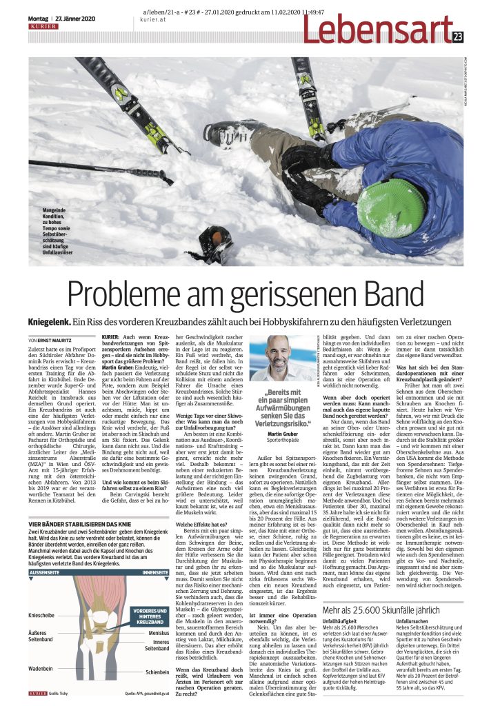 Zeitungsausschnitt eines Artikels von Dr. Martin Gruber im Kurier
