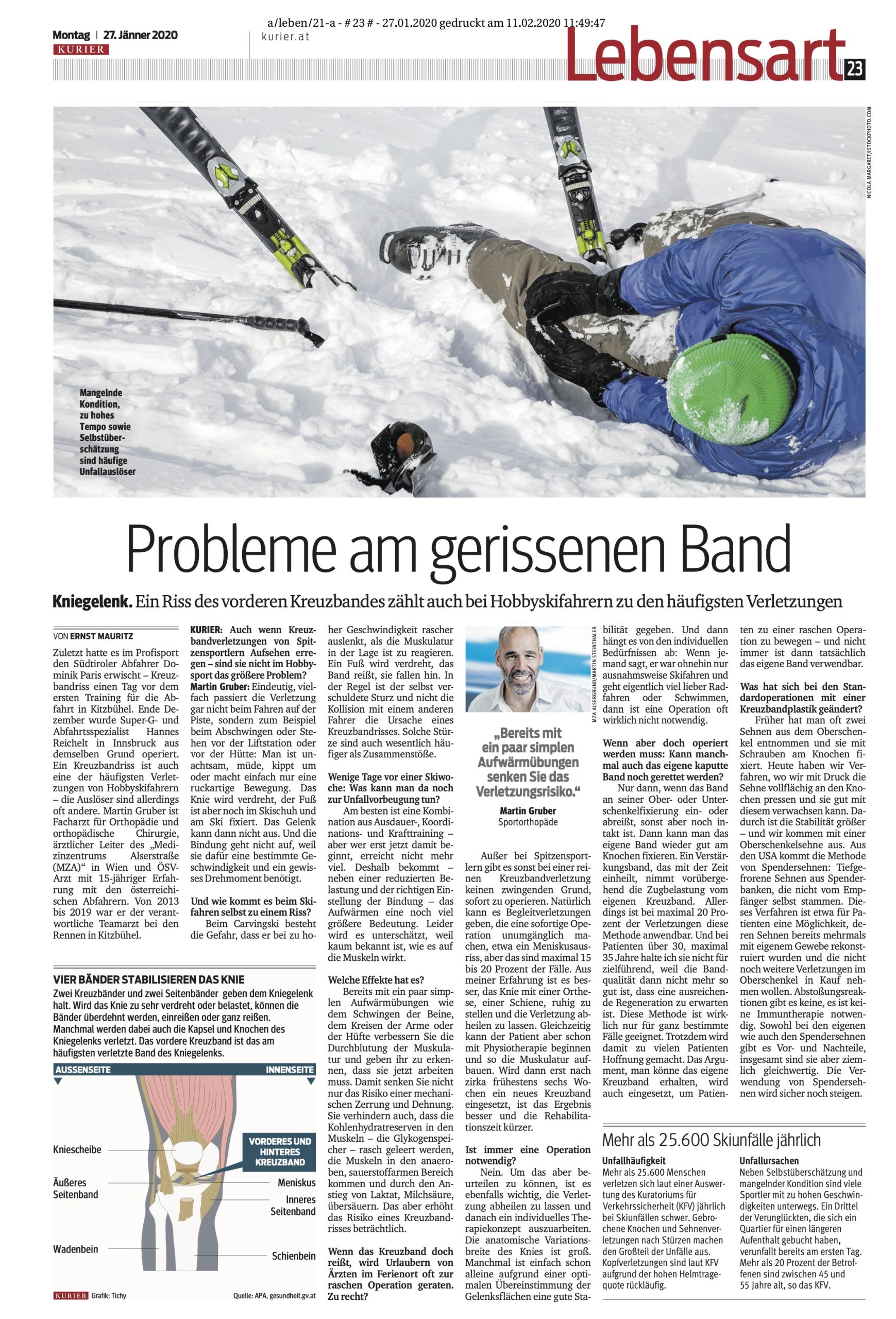 Zeitungsausschnitt eines Artikels von Dr. Martin Gruber im Kurier