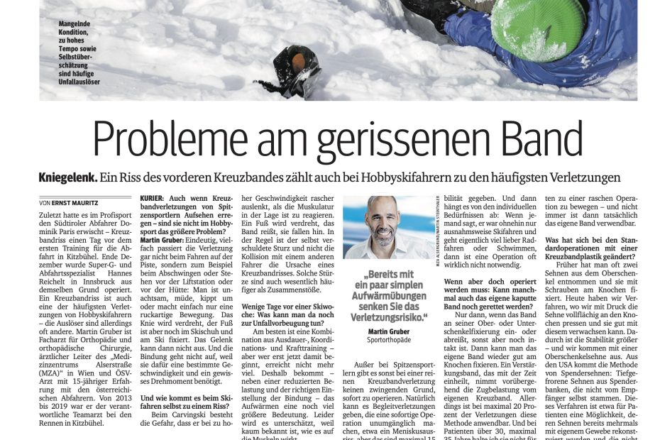 Zeitungsausschnitt eines Artikels von Dr. Martin Gruber im Kurier